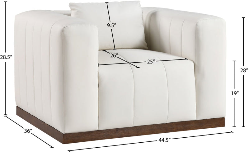 Mallina Vegan Leather Upholstered Accent Chair in Cream - 44098Cream-C