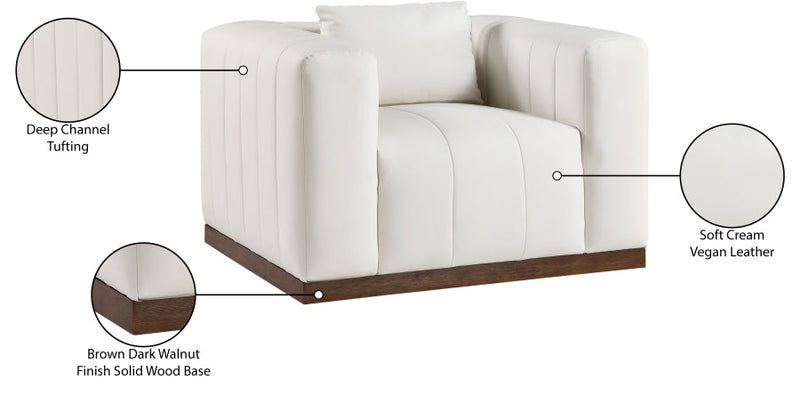 Mallina Vegan Leather Upholstered Accent Chair in Cream - 44098Cream-C