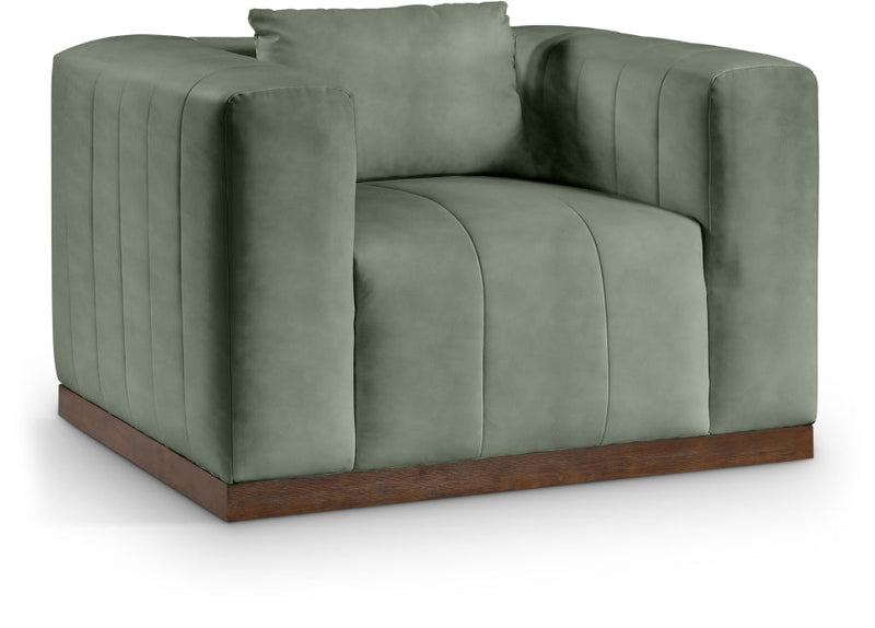 Mallina Vegan Leather Upholstered Accent Chair in Green - 44098Green-C