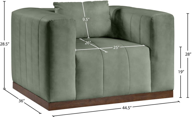 Mallina Vegan Leather Upholstered Accent Chair in Green - 44098Green-C