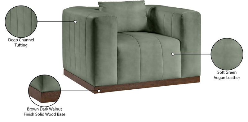 Mallina Vegan Leather Upholstered Accent Chair in Green - 44098Green-C