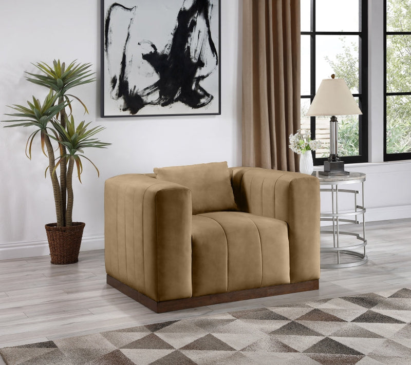 Mallina Vegan Leather Upholstered Accent Chair in Natural - 44098Tan-C