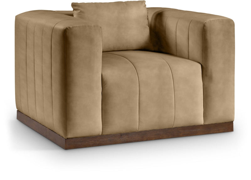 Mallina Vegan Leather Upholstered Accent Chair in Natural - 44098Tan-C
