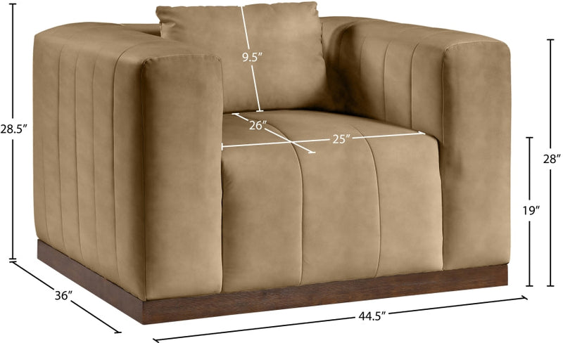 Mallina Vegan Leather Upholstered Accent Chair in Natural - 44098Tan-C