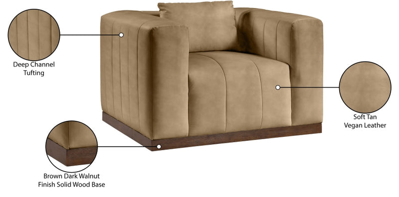 Mallina Vegan Leather Upholstered Accent Chair in Natural - 44098Tan-C
