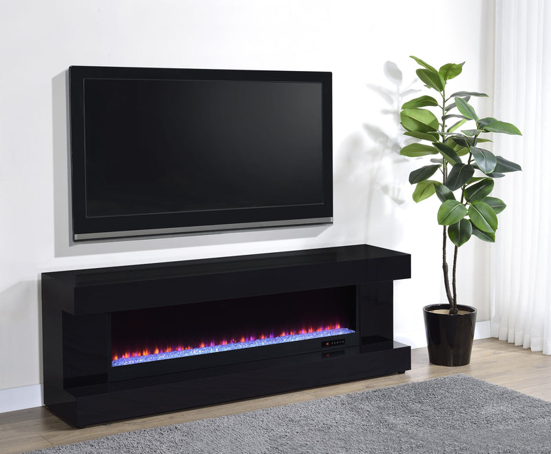 Mallory TV Stand Fireplace Console Bluetooth Speaker Black High Gloss - 701803