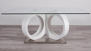 Malone White Glass Top Table & PU Chair Dining Set - Gate FurnitureDining Room Set
