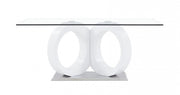 Malone White Glass Top Table & PU Chair Dining Set - Gate FurnitureDining Room Set