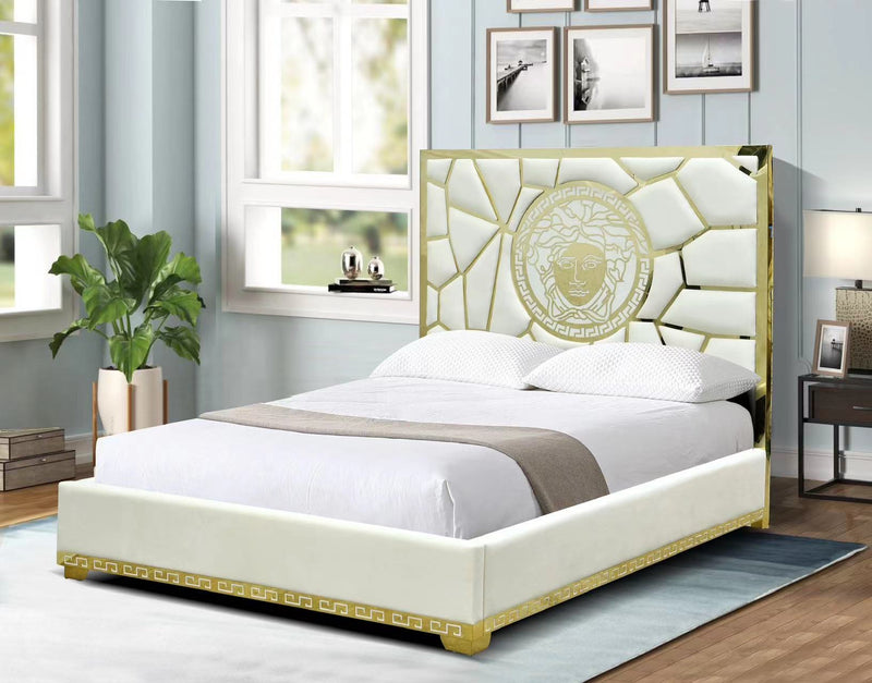 Manasa Cream Queen Bed - MANASA-CREAM-Q-BED