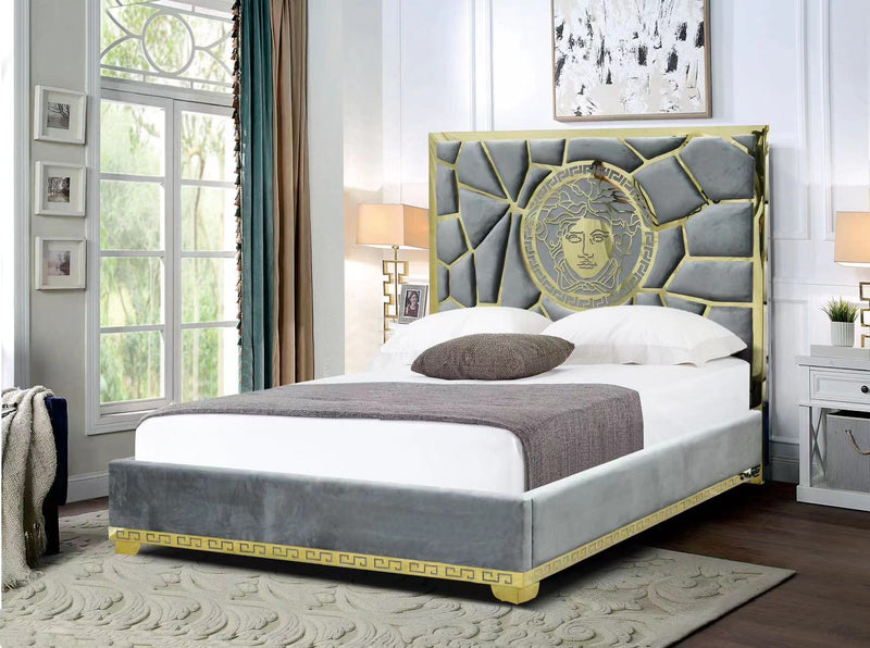 Manasa Gray Queen Bed - MANASA-GY-Q-BED