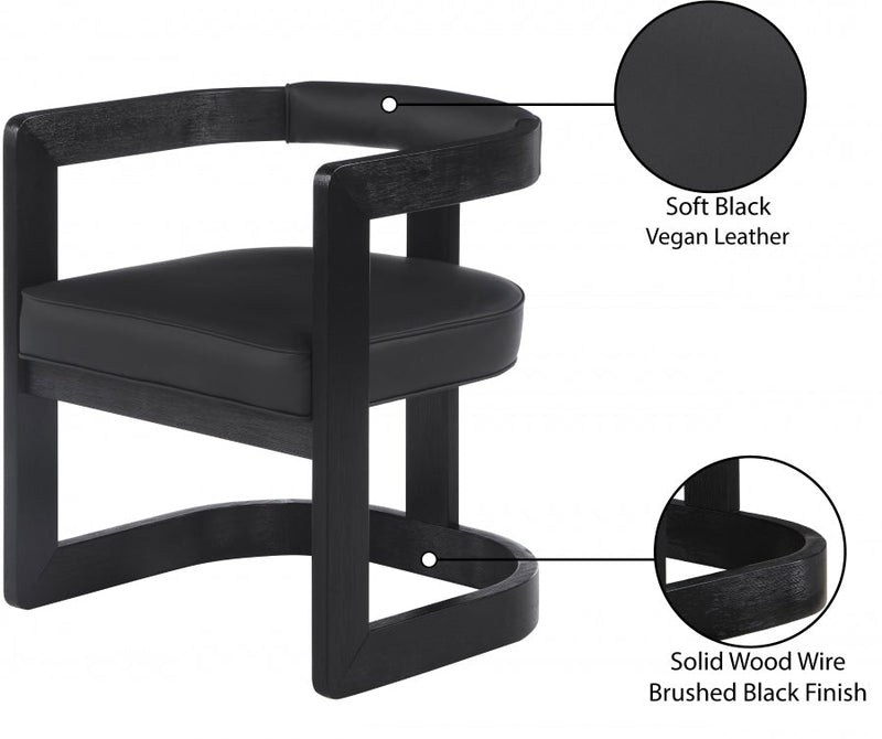 Manchester Vegan Leather Upholstered Dining Chair in Black - 591Black-C