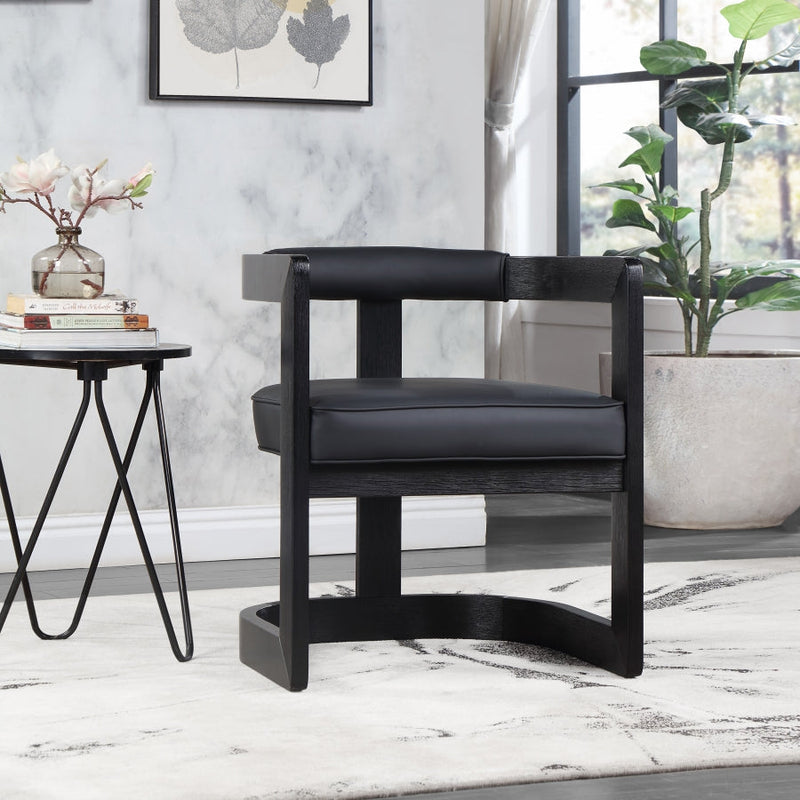 Manchester Vegan Leather Upholstered Dining Chair in Black - 591Black-C