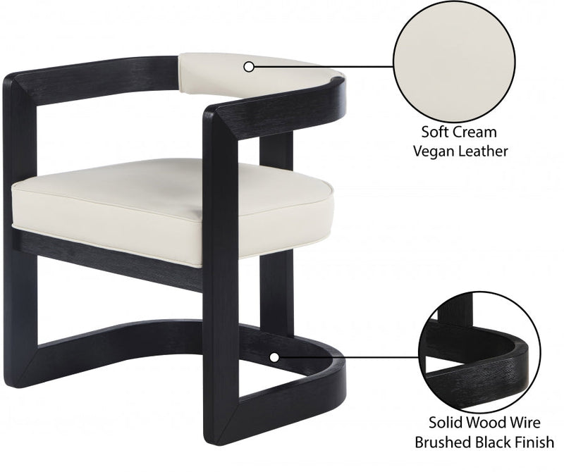 Manchester Vegan Leather Upholstered Dining Chair in Cream - 591Cream-C