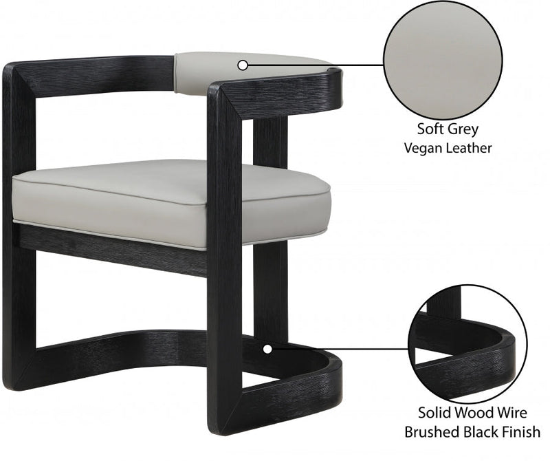Manchester Vegan Leather Upholstered Dining Chair in Grey - 591Grey-C