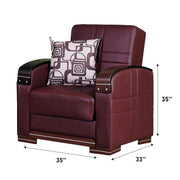 Manhattan 35 in. Convertible Sleeper Chair in Red with Storage - Gate FurnitureLiving Room Chair