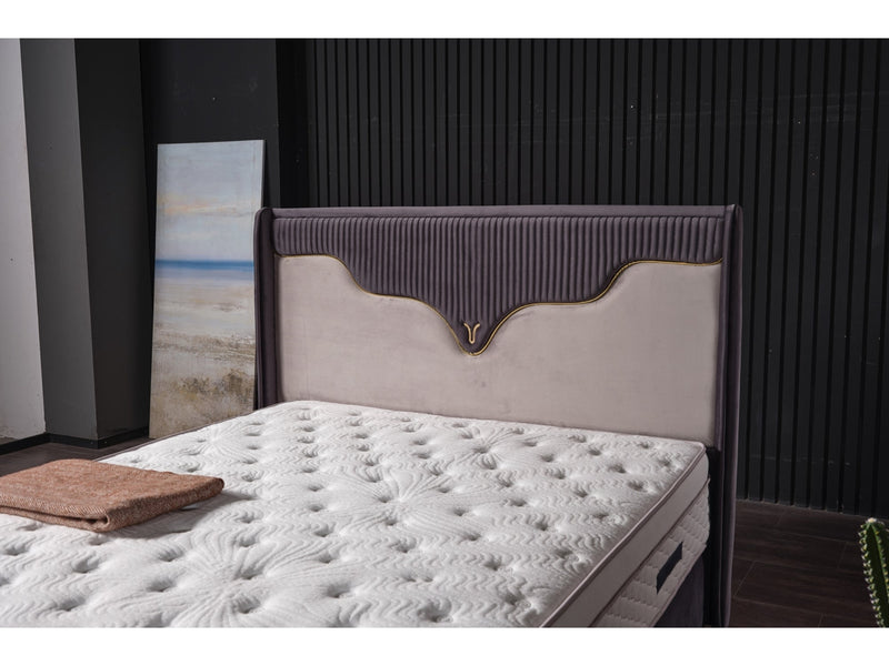 Manolya Storage Bed With Headboard Grey - Full in Grey - 110-MAN-BBFFUME-140-SB