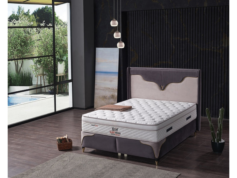 Manolya Storage Bed With Headboard Grey - King in Grey - 110-MAN-BBFFUME-200-SB