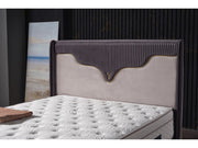 Manolya Storage Bed With Headboard Grey - King in Grey - 110-MAN-BBFFUME-200-SB