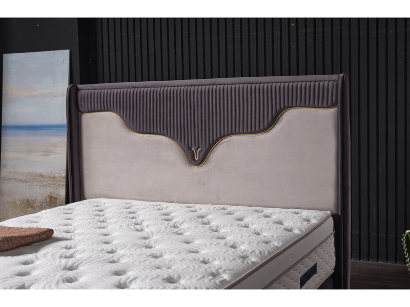 Manolya Storage Bed With Headboard Grey - King in Grey - 110-MAN-BBFFUME-200-SB
