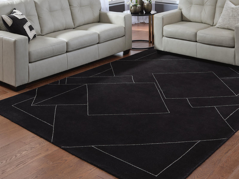 Marav Black/White 7'8" x 10' Area Rug - R407531