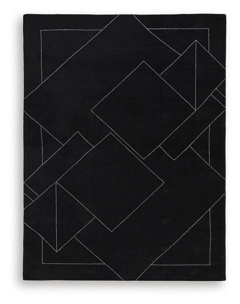 Marav Black/White 7'8" x 10' Area Rug - R407531