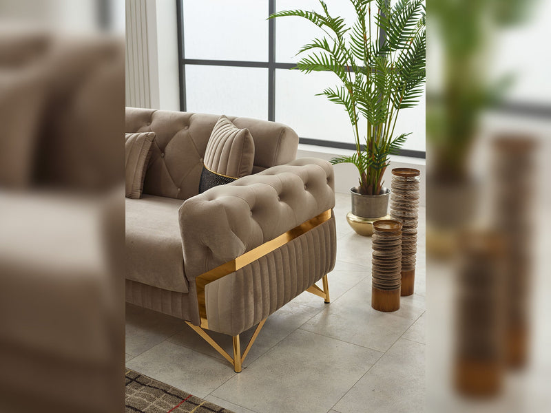 Marbella 3-pieces (Sofa & Loveseat & Chair) Livingroom in Brown - 200-SIM-MAR-VELVET406-321