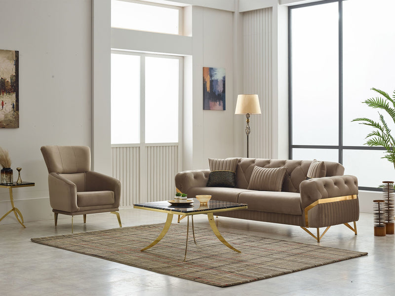 Marbella 3-pieces (Sofa & Loveseat & Chair) Livingroom in Brown - 200-SIM-MAR-VELVET406-321