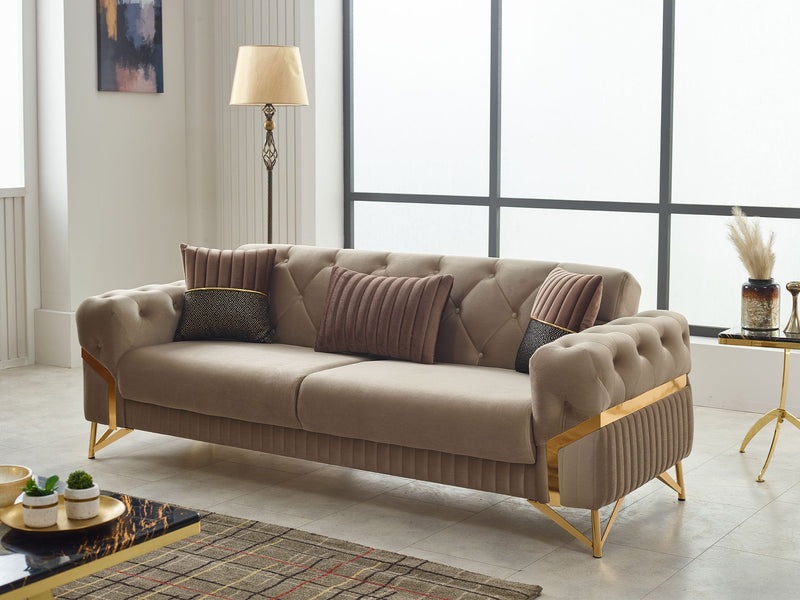 Marbella Convertible Loveseat in Beige - 200-SIM-MAR-VELVET260-2