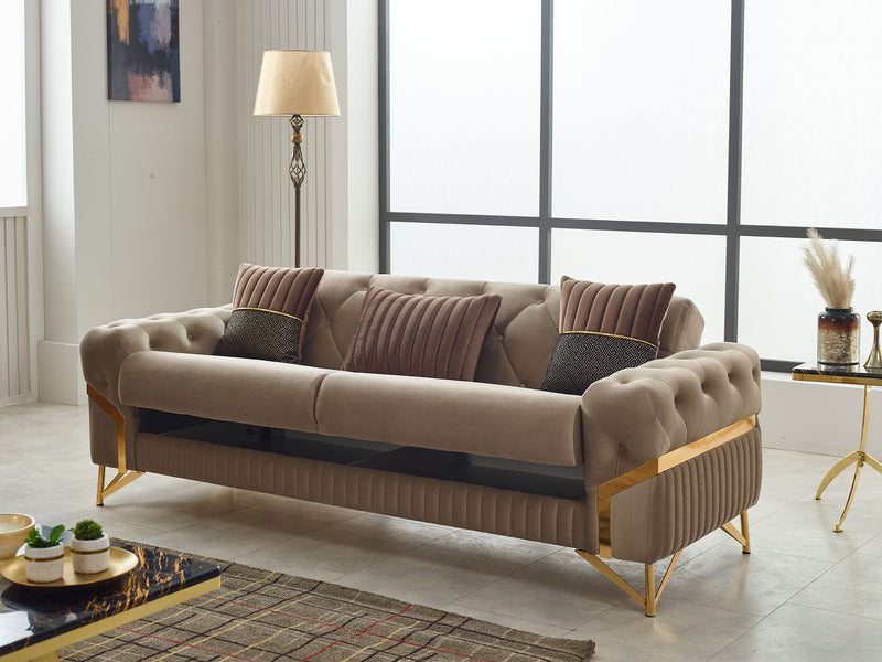 Marbella Convertible Loveseat in Beige - 200-SIM-MAR-VELVET260-2