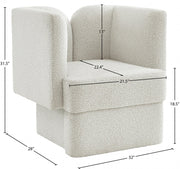 Marcel Boucle Fabric Upholstered Chair in Cream - 616Cream-C