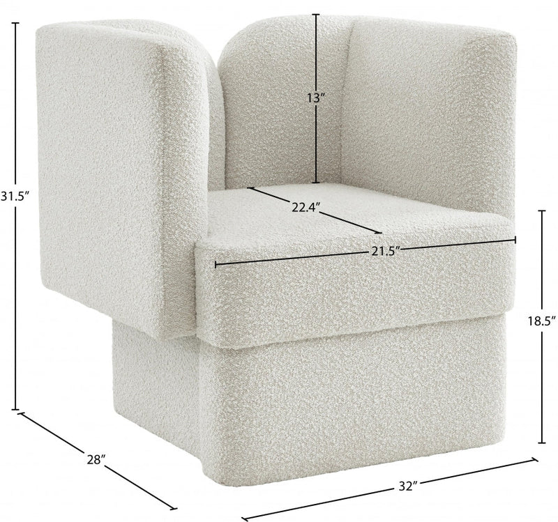 Marcel Boucle Fabric Upholstered Chair in Cream - 616Cream-C