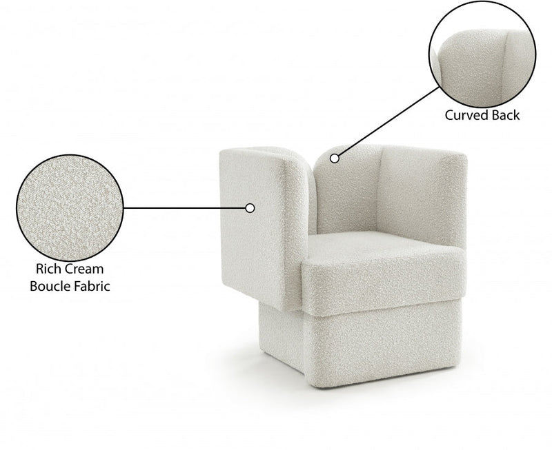 Marcel Boucle Fabric Upholstered Chair in Cream - 616Cream-C