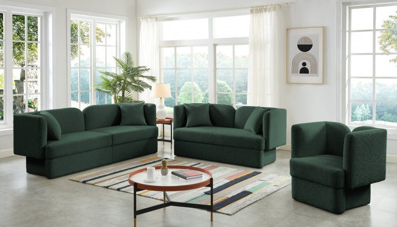 Marcel Boucle Fabric Upholstered Chair in Green - 616Green-C