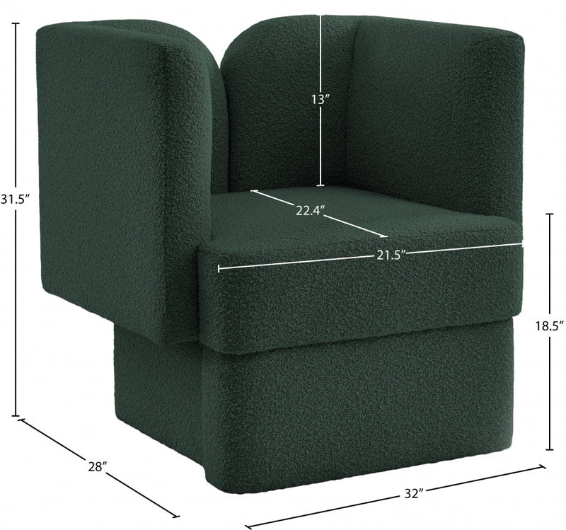 Marcel Boucle Fabric Upholstered Chair in Green - 616Green-C