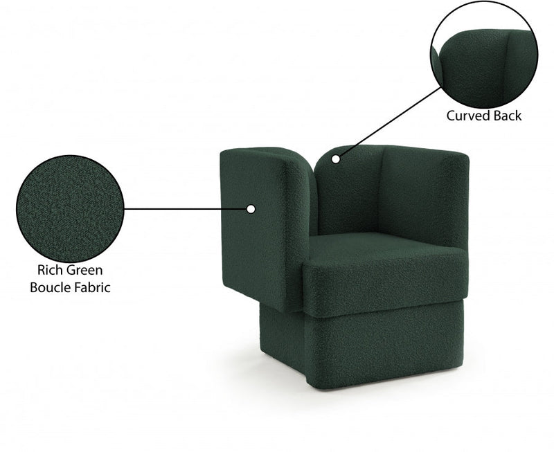 Marcel Boucle Fabric Upholstered Chair in Green - 616Green-C