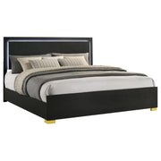 Marceline Wood Eastern King LED Panel Bed Black - 222831KE
