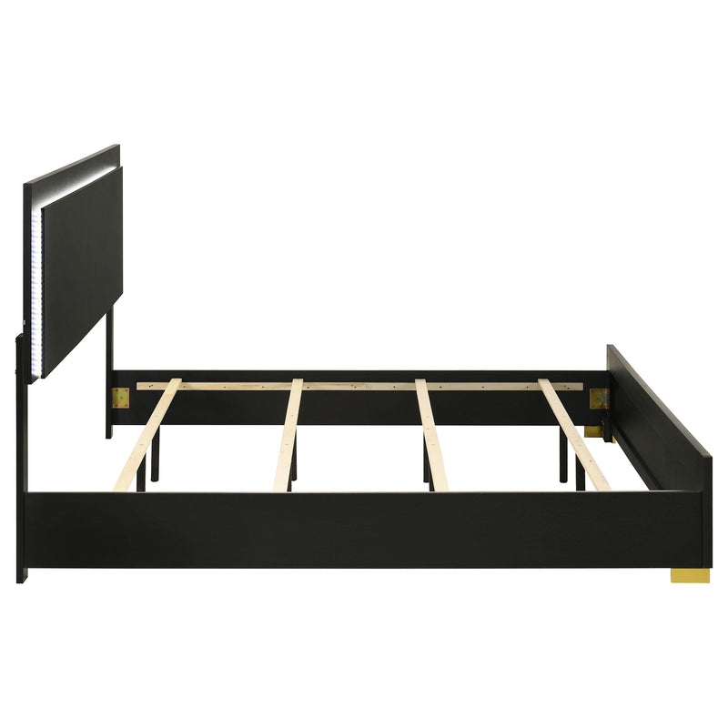 Marceline Wood Eastern King LED Panel Bed Black - 222831KE