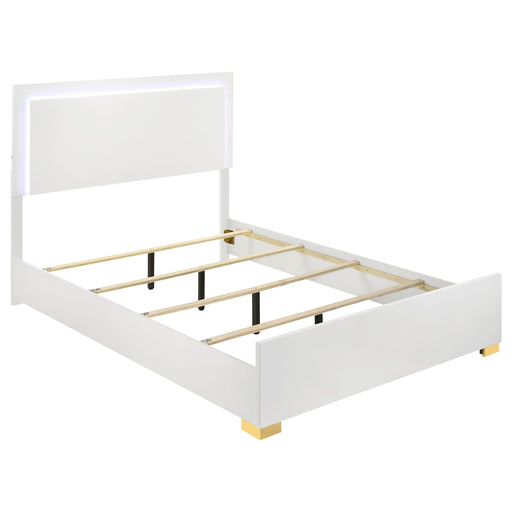 Marceline Wood Eastern King LED Panel Bed White - 222931KE