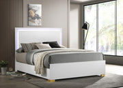 Marceline Wood Eastern King LED Panel Bed White - 222931KE