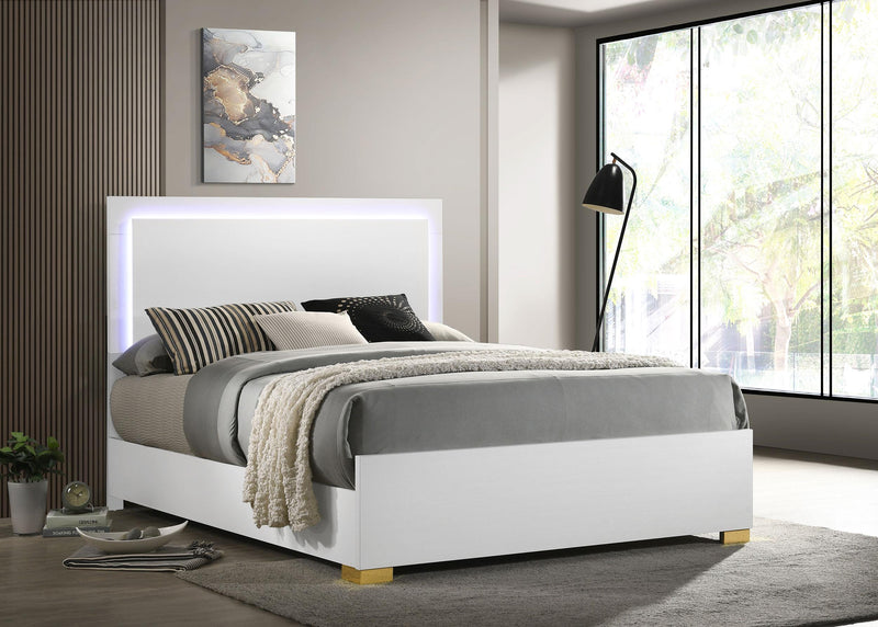 Marceline Wood Eastern King LED Panel Bed White - 222931KE