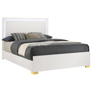 Marceline Wood Eastern King LED Panel Bed White - 222931KE