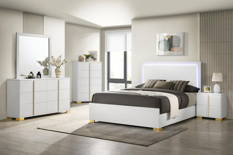 Marceline Wood Eastern King LED Panel Bed White - 222931KE