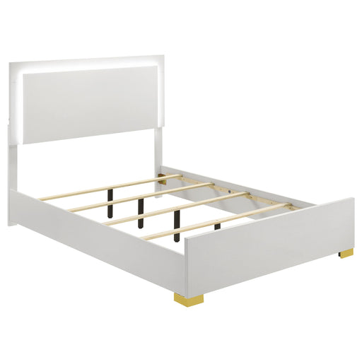 Marceline Wood Full LED Panel Bed White - 222931F