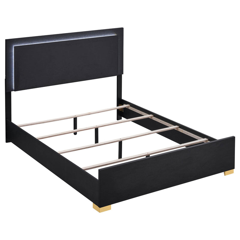 Marceline Wood Queen LED Panel Bed Black - 222831Q