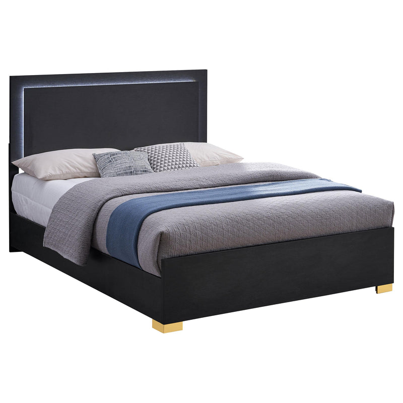 Marceline Wood Queen LED Panel Bed Black - 222831Q