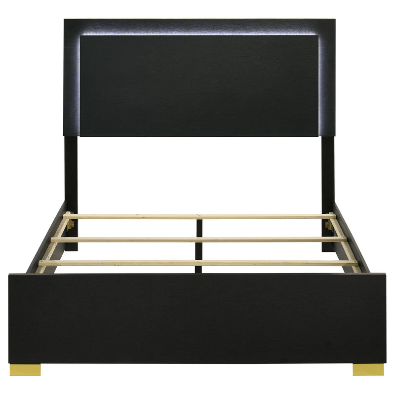 Marceline Wood Queen LED Panel Bed Black - 222831Q