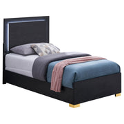 Marceline Wood Twin LED Panel Bed Black - 222831T