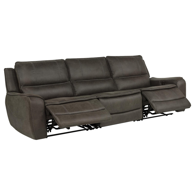 Marcell 3-Piece Transitional Power Reclining Sofa with USB Charging Grey - 609697P