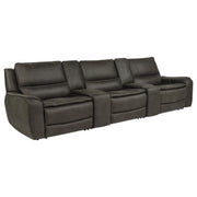Marcell 5-Piece 3-Seat Power Home Theater Seating with Dual Consoles Grey - 609697PT