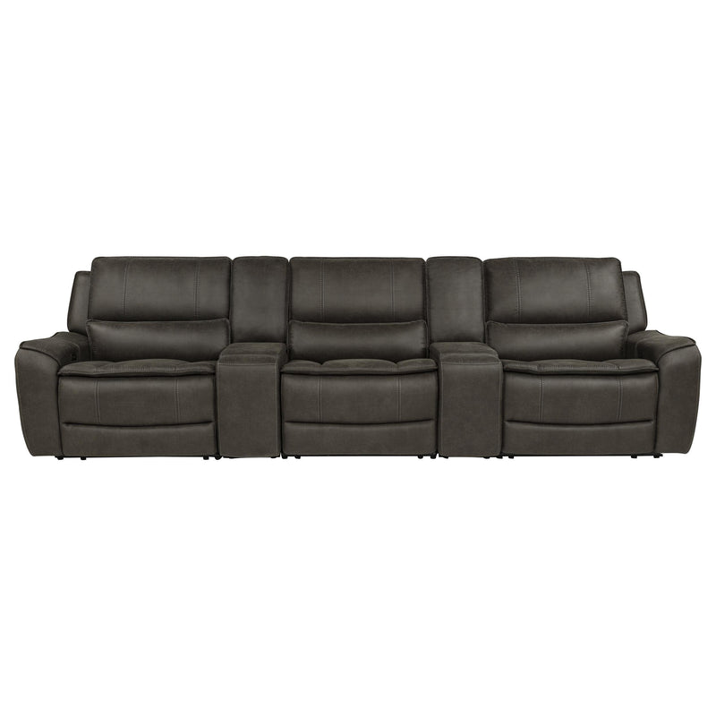 Marcell 5-Piece 3-Seat Power Home Theater Seating with Dual Consoles Grey - 609697PT